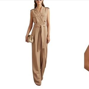 Reiss Sleeveless Tan Jumpsuit